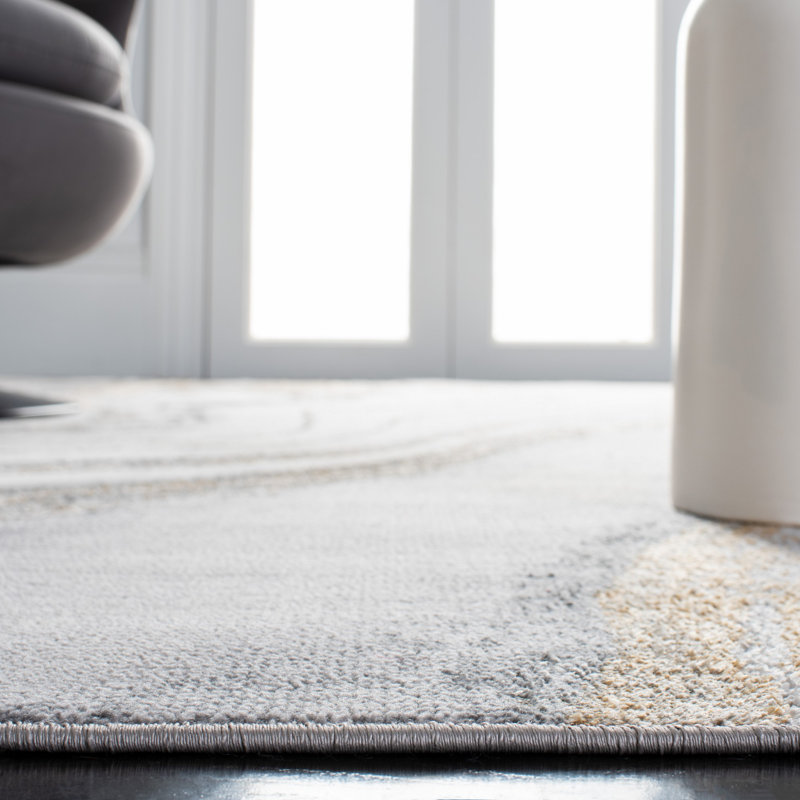 Etta Avenue™ Teen Katelin Performance Gray/Gold/White Rug & Reviews